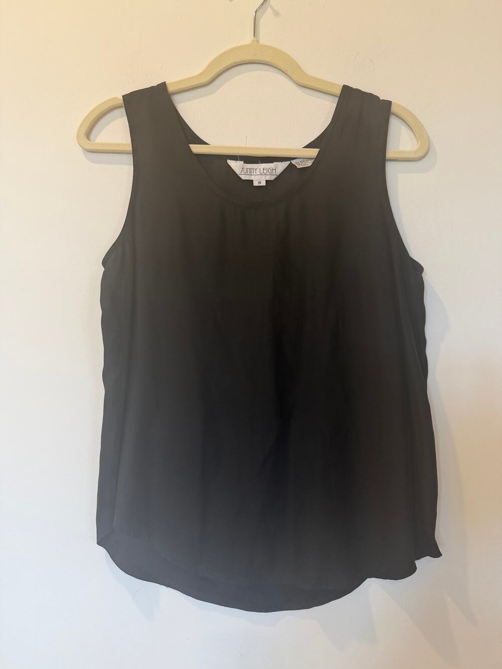Vtg 90's Sunny Leigh 100% silk tank black small cottagecore old money capsule